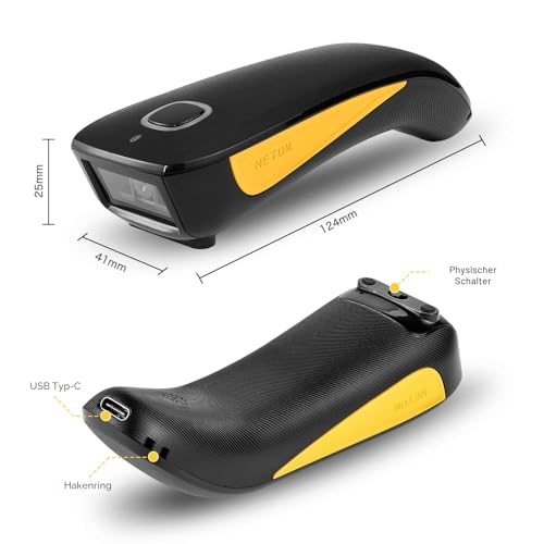 NETUM C750 Wireless Barcode Scanner Bluetooth Kompatibel Kleine Tasche USB 1D 2D QR Code Scanner für Inventar, Barcode Image Reader für Tablet iPhone iPad Android iOS PC POS.