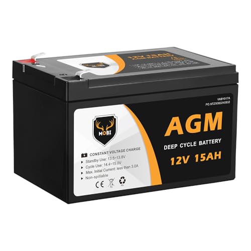 Mobi 15AH 12V AGM Battery Deep Cycle Camping Marine Solar SLA Lead Acid