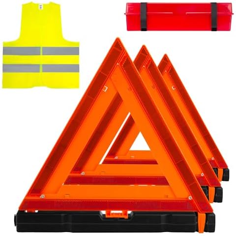AYKRM 3Pack Car Warning Triangle Heavy Reflective Warning Road Safety Triangle Kit Suitable for car Breakdown and Temporary Parking on The Road. Cover
