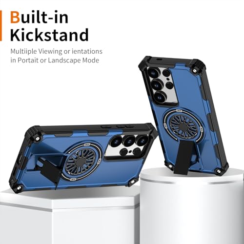 Coque antichoc Galaxy S25 Ultra aimantée avec anneau de support bleu - 3