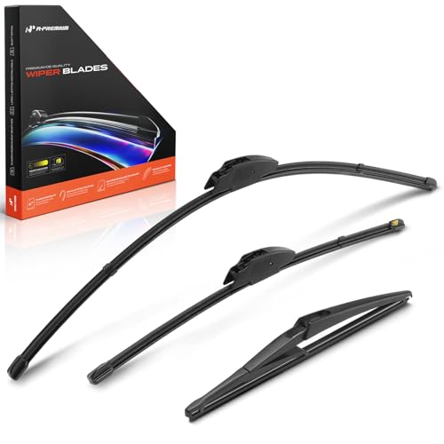 A-Premium 26"+17"+12" Windshield Wiper Blades Compatible with Infiniti QX60 2014-2020, JX35 2013 - Front Rear Wipers Blade for Hook/Snap Claw Arm Connector, with Wear Indicator & Towel (Pack of 3) by A-Premium - Used condition - US$25.31