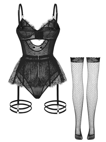 Image of Foxiny Sexy Lingerie Set 3 Piece Women Corset Bodysuit