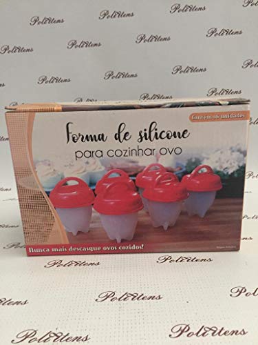 Kit com 6 Peças Forma de Silicone para Cozinhar Ovo com Tampa 75ml