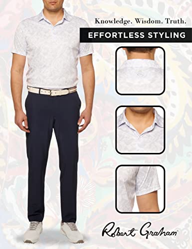 Robert Graham Men's Hydrus Knit Polo Shirt, White, Medium #TOP4