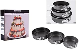 Pack of 3 Non-Stick Springform Round Cake Tins for Baking 18cm, 22cm & 26cm