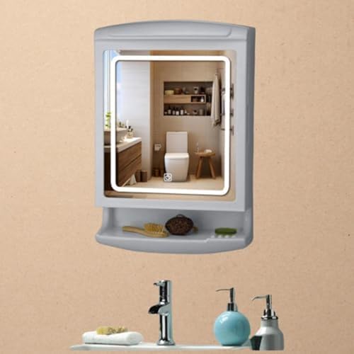 Image of CIPLA PLAST Pride LED Mirror Cabinet | Wall Mounted Bathroom Mirror Cabinet with 5 Shelf Storage | 3-Color Mode and Dimmer Light Function | BRC - 827 LED (White)