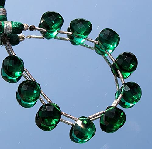 Quartz vert cœur briolette de 10x9mm pour éviter les perles ternes dans vos créations