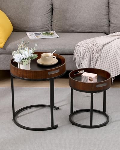 Nesting Tables Hand-Woven Round Side Tables
