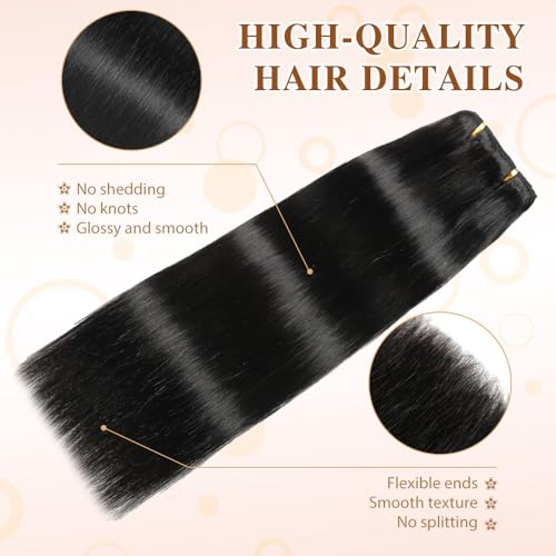 Extensiones de clip invisibles Lulana de pelo natural negro de 14 pulgadas y 80g 4