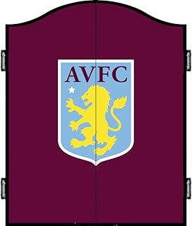 FOCO Gabinete de dardos y diana oficial del Aston Villa Football Club The Villans FC, con escudo y color azul (CAB105)