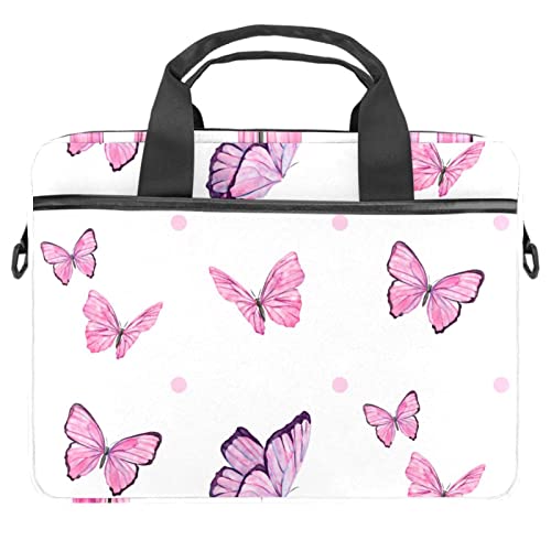 Sacoche bandoulière ordinateur 13 à 14.5 pouces rose motif papillon