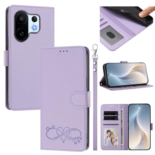 �X�}�z�P�[�X �Ή��@�� for Vivo X200 FE / S30 Pro mini �X�}�z�P�[�X�y�J�[�h�E�������[�X���b�g�t�� �E�H���b�g�f�U�C�� �t���b�v�X�^���h �����h�~�@�\�zPurple