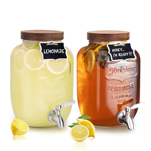 Glass drink dispenser set with spigot, 1 gallon