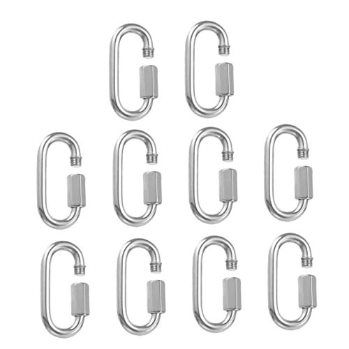 Zerodeko 10pezzi Moschettone per Catena Maglia Rapida Vite ad Anello Connettore per Corda per Amaca Altalena e Rimorchio Resistente alla Corrosione e Anti-ossidazione