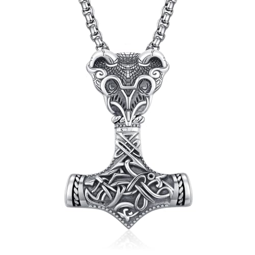 Collier marteau de Thor en argent 925 viking pour homme raffiné