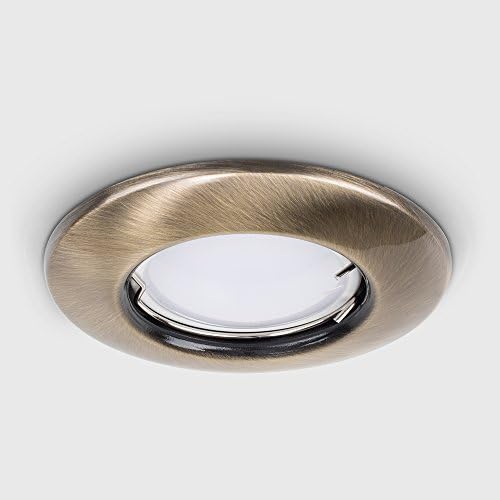 MiniSun 6 x Modern Antique Brass Recessed GU10 Ceiling Downlight Fitting - Complete with 6 x 5w GU10 LED Bulb [6500K Cool White]