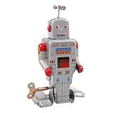 Piccola statuetta in metallo a carica manuale: stimola la creatività e la manualità con questo robot giocattolo a carica manuale, favorendo il legame genitore-figlio attraverso attività pratiche con action figure robotiche vintage