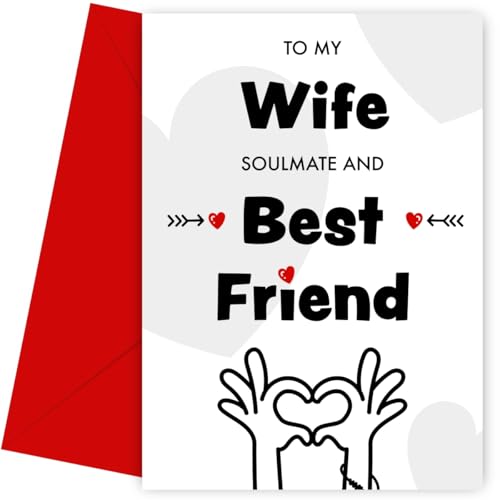 Funny Wife Birthday Card from Husband and Anniversary Card for Wifey - Soulmate and Best Friend - Happy Bday 30th 40th 50th, Wedding Anniversary