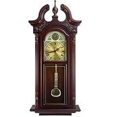 Bedford Clock Collection Grand Antique Colonial Chiming Wall Clock with Roman Numerals in a Cherry photo Bedford Clock Collection Grand Antique Colonial Chiming Wall Clock with Roman Numerals in a Cherry