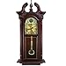 Bedford Clock Collection Grand Antique Colonial Chiming Wall Clock with Roman Numerals in a Cherry Oak Finish, 38" L