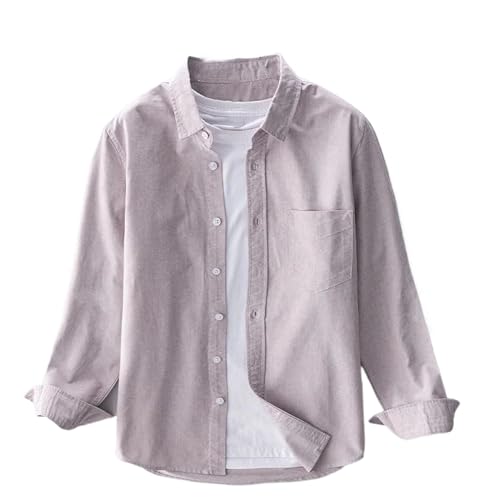 Chemise décontractée pour homme manches longues coton Oxford coupe ajustée WOLONG