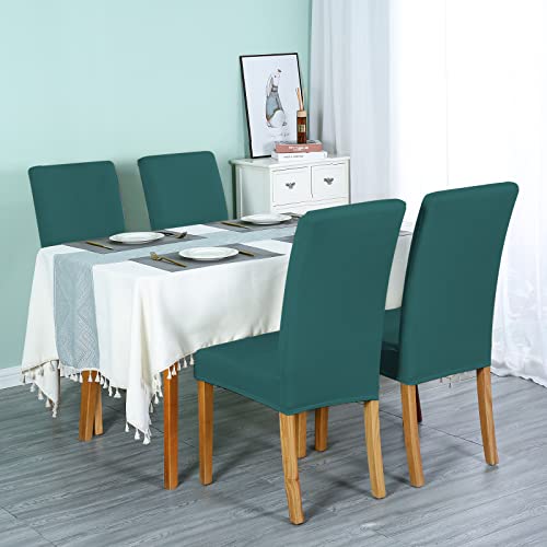 CMAKER Chair Covers Stretch Spandex Fabric Chair Slipcover Seat Cover for Home Washable Removable Parsons Chair Protector Dining Room Kitchen Hotel,Set of 4,Turquoise - Image 2