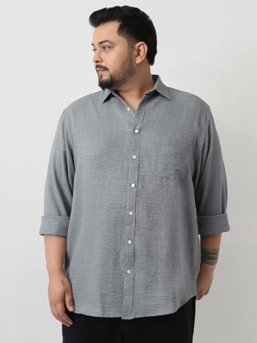 Image of Urbano Plus Men's Linen Blend Full Sleeve Relaxed Fit Casual Solid Shirt