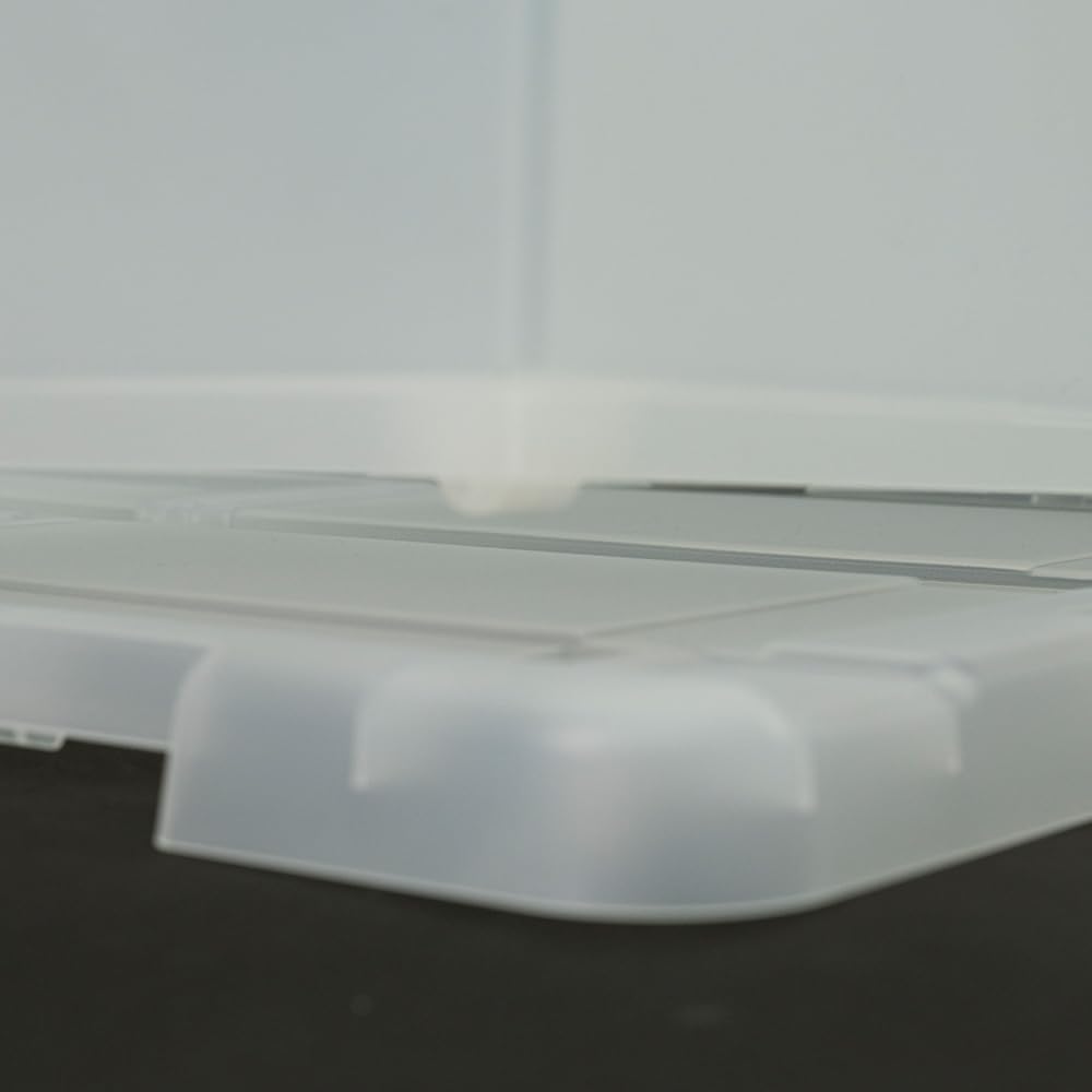 [LIFIST] EASY-OFF Under Bed Storage Bin with Wheels and 3-Stage Lid (2 set) – 10 Gallons Slim Plastic Storage Box for Bedroom, Closet, or Dorm – Stackable, Modular, Easy Access (Translucent)