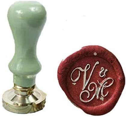 Gpeal Custom Two Letters Wax Seal Stamp Personalized Monogram Names Wedding Wax Seal Stamp Invitations Gift Idea Letter Card Package Envelope Parcel Sealing Stamp Emerald Green Handle