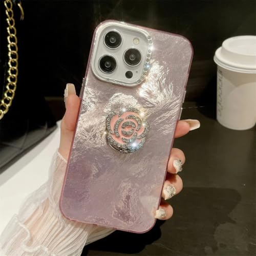 Image of PEEPERLY Back Cover Case for iPhone 15 Scratch Resistant Anti-Slip TPU Shockproof Protective Durable Gilded Rose Case(Pink)