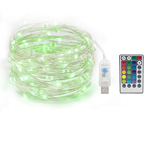 ZCOONE LED Fairy String Lights 16 Colors 100 LED 33 Ft USB Powered Warm White String Lights Multi Color Changing Waterproof Portable Twinkle Firefly Lights Remote Timer for Bedroom Garden Bar