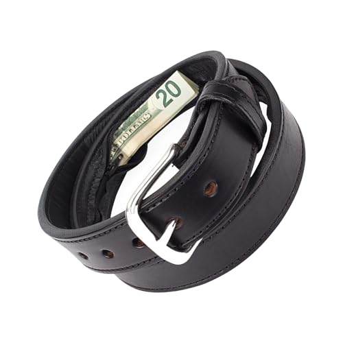Cinturón de cuero para dinero, almacenamiento secreto de efectivo, accesorio de seguridad de viaje, bolsillo con cremallera, diseño antirrobo, unisex, mantiene los objetos de seguros con