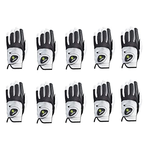 Hirzl Trust Control 2.0 Professional All Weather Ladies Leather Golf Glove Kangaroo-Cabretta, White/Black, Large, Worn On Left Hand (Pack Of 10)… #TOP1