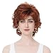 Aimole Short Fox Red Curly Wig Synthetic Hair Women's Full Wigs (130-Fox Red)