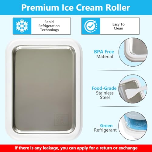 Image of Rolled Ice Cream Maker, Instant Ice Cream Maker Ball with 2 Scrapers,Food Grade Premium Stainless Steel Cold Plate No-electricity for Frozen Yogurt, Sorbet, Fun Parent-Child Activities Families