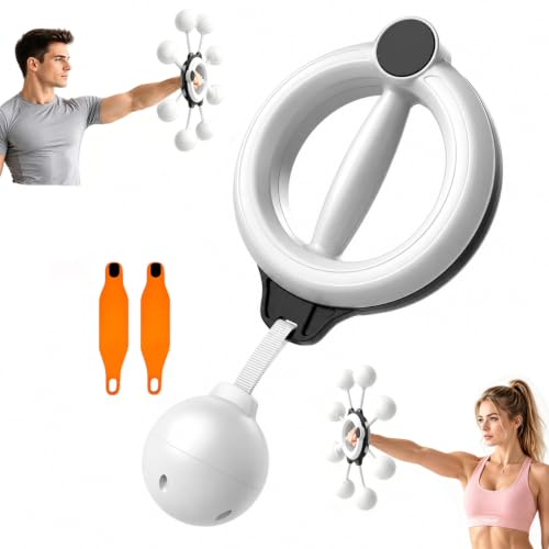 Arm and Shoulder Workout Equipment for Men and Women, 360° Hand-Crank Forearm Trainer, Shoulder Exercise and Mobility Trainer, Home Fitness Equipment for Chest and Upper Body Strength(White)