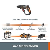 WORX WX390.1 SDS-plus Bohrhammer 20V, inkl. 2x 2Ah Akkus & Ladegerät – Ansicht 5
