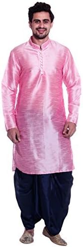 Royal Kurta Men's Silk Blend Dhoti & Kurta 40 Pink