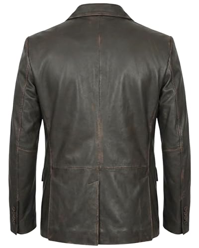 Image of Men's Leather Blazer - Lambskin Leather Blazer Men Genuine Leather Jacket Blazers - Men's Real Leather Sport Coat