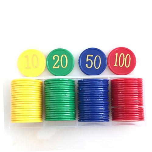 CIYODO 80pcs Complete Round Plastic Chips Bingo Poker Game Supplies Counting Chips for Boys and Girls