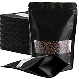 MIVIDE 100pcs Sachets en Mylar Refermables avec Zip, 14 x 20 cm Sachet Alimentaire Noir, F...