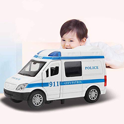 Xiuganpo Mini Coche de Ambulancia de Aleación 1:32, Juguete con Luces y Sonido, Modelo de Coche de Juguete Duradero a Prueba de Golpes para Niños a Partir de 3 Años (Blue)