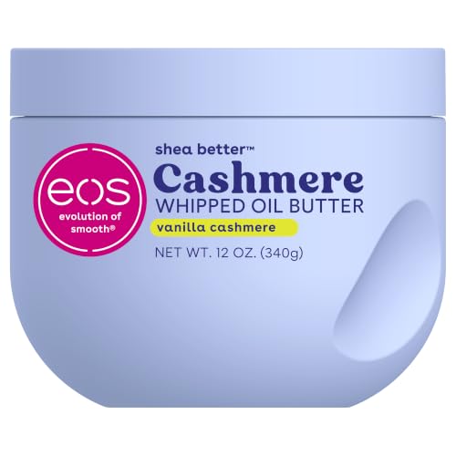 Image of eos Cashmere Whipped Oil Body Butter, Vanilla Cashmere, 72 Hour Weightless Moisture For Dry Skin, Rich Formula and Deep Hydration, Body Care, 12 oz
