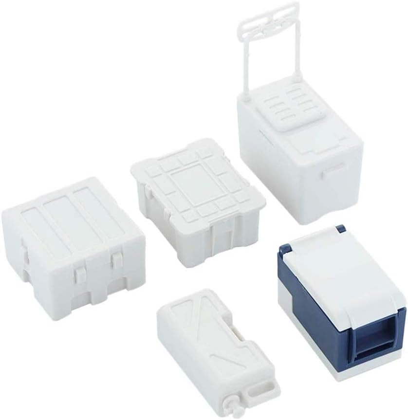 5PCS RC Car Simulation Decorative Accessories Fishing Box, Fuel Tank, Toolbox, Car Refrigerator, Medical Box for 1/10 1/8 Scale RC Crawler Car SCX10 D90 TF2 TRX4 (Blue)