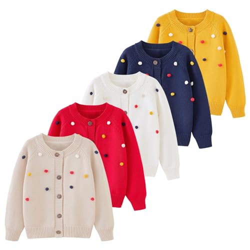 sfdgfhyf Girls and Toddler's Long Sleeve Cable Knit Cardigan Sweater Kids Crewneck Button Up Sweater Jacket2