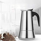 Espressokocher Edelstahl für 10 Tassen für italienischen Espresso, Herdplatte, Kaffee, Perkolator, Espressokanne und Mokkakanne (600ml）