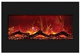 Amantii 33' Zero Clearance Fireplace with 36' x 24' Black Glass Surround