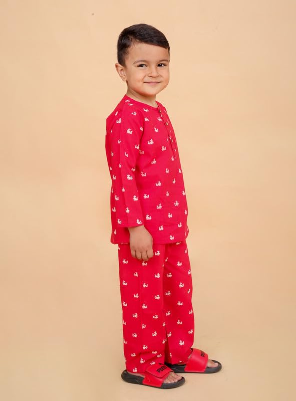 Image of Boys Cotton Night Suit | Jaipur Handblock Print Pajama Set for Kids | Boys Sleepwear | Kids Pajama Set | Baby & Toddler Sleep Suit | Combo Pack of 2