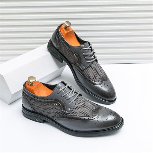 Mens Hollowed Leather Lace Up Brogue Dress Oxford Shoes Summer Casual Lightweight Wingtip Derby Shoes for Formal Business Dress Wedding4
