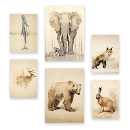 Affiches animaux vintage Nacnic pour habiller un mur vide de salon ou chambre avec élégance